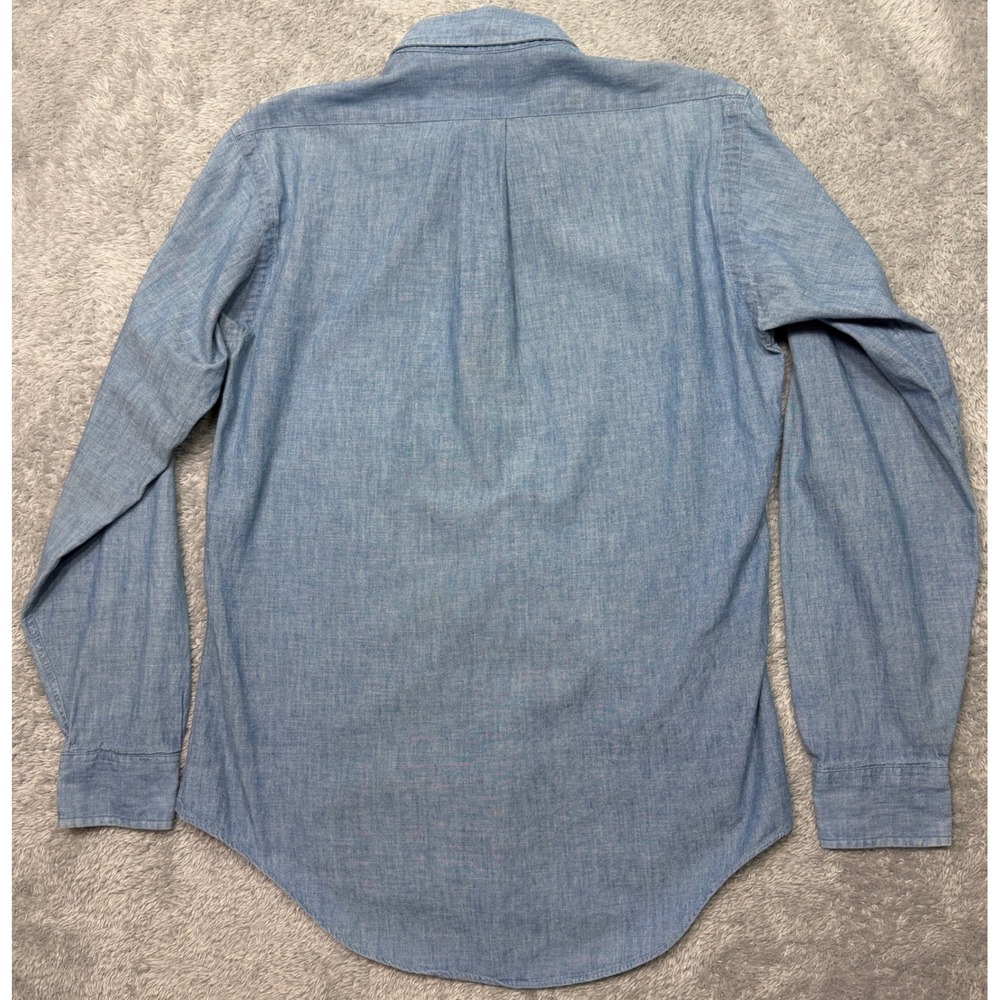 Vintage Polo Ralph Lauren Button Down Shirt Womens M Blue Chambray Pony 80s READ - Picture 2 of 12